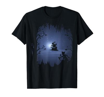 Disney Peter Pan Mondschein Piratenschiff Silhouette T-Shirt