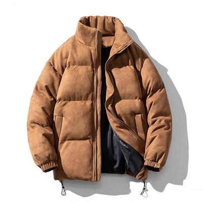 New Winter Coat, Suede Thickened Solid Color, Fashionable Stand-up Collar, Men's Cotton Clothing, Casual Cotton Clothing for Men