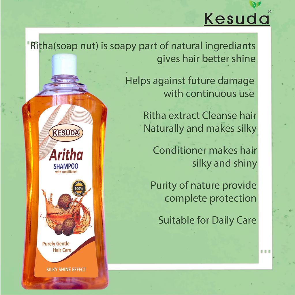 Kesuda Aritha(seifige Nuss oder Ritha) Shampoo mit Spülung für reine, sanfte Haarpflege (200 ml)