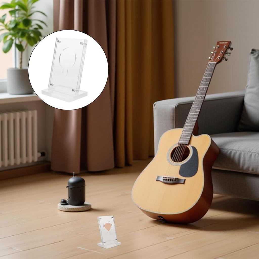 LEDMOMO Guitar Pick Display Stand Acrylic Case X 9cm Magnetic Structure Display Storage Pick Holder Dustproof UV Cut Live Commemorative Pick