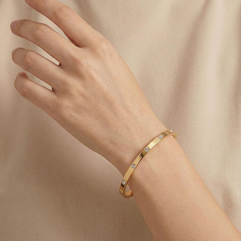 Gold Rhinestone High-End Women's Luxury Simple Ring Bracelet Jewelry