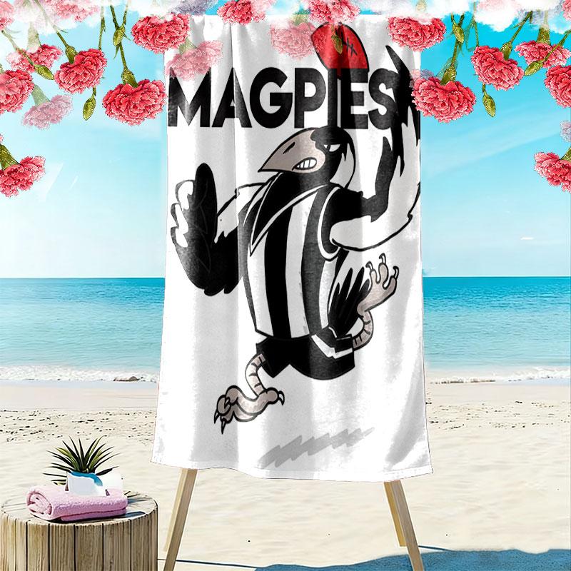 Collingwood Warriors Print Beach Towel, Large Soft Quick Dry Towel for Beach Camping Swimming