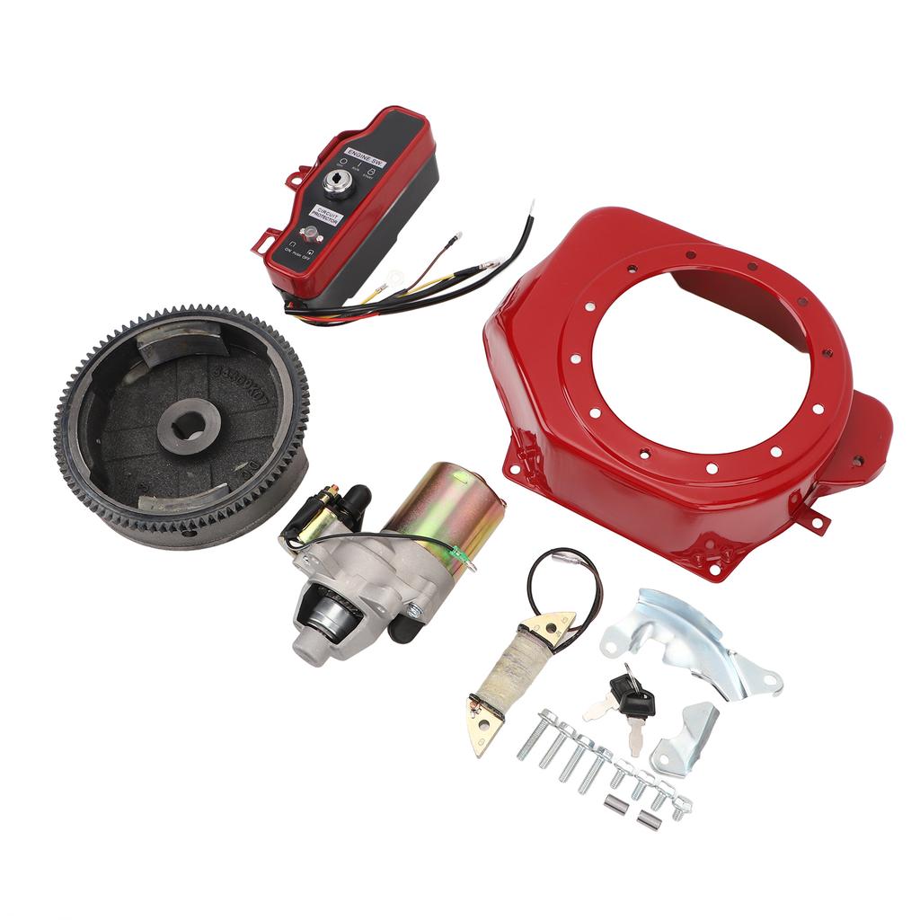 Electric Start Kit Smoother Start Switch Starter Motor Ignition Flywheel Cover for GX160 GX200 5.5HP 6.5HP 4 Stroke