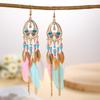 Fashion Vacation Style Bohemian Feather Earrings for Women Ethnic Long Chain Bead Leaf Dangle Earrings Party Daily Jewelry