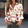 Women's Long Sleeve Buttoned Floral Print Casual Shirt Top