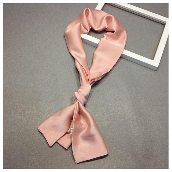 Mode Neckerchief Dames Hoofdband Haar Sjaal Zijde Satijn Tas Sjaals Vrouwelijk 145*15cm Lange Sjaals Zwart Rood Roze Sjaals Voor Dames One Size