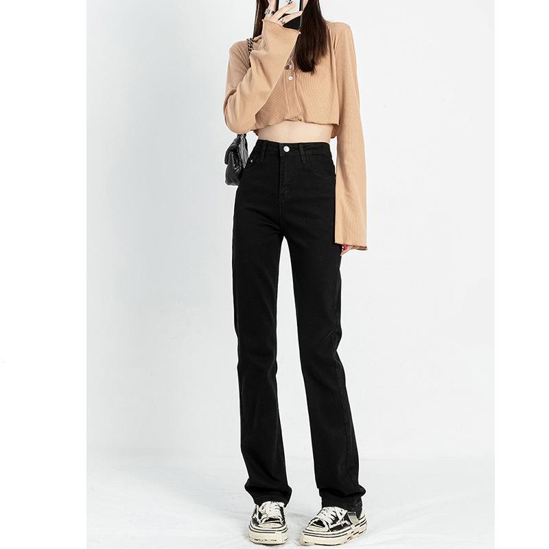 

Женские черные джинсы с высокой посадкой и прямыми штанинами - Коллекция Весна 2025, Высокий и стройнящий крой Extra Small чёрный