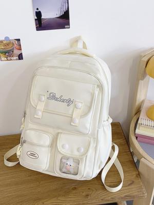 Preppy Style Large Capacity Backpack - Versatile Shoulder Bag for Junior High and Middle School Students