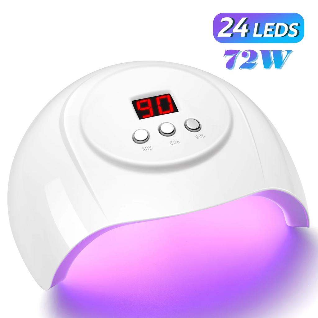 72W UV LED Nail Lamp 24 LEDs Nail Dryer with Infrared Sensor Quick-drying Manicure Lamp UV Cabin for Nail Salon Nail Art Tools