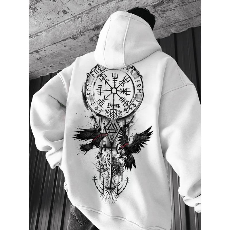 

Худи с принтом тотема викингов, хлопок-флис, мужское, свободное, повседневное, супер крутое худи с орлом, персональное худи, мужское худи, толстовка 3XL