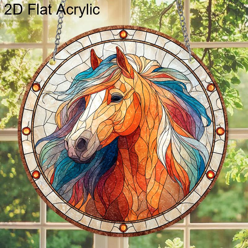 Acryl Bunter Pferd Suncatcher Buntglas-Effekt Fensterhänge-Ornament Reitsport-Liebhaber Geschenke