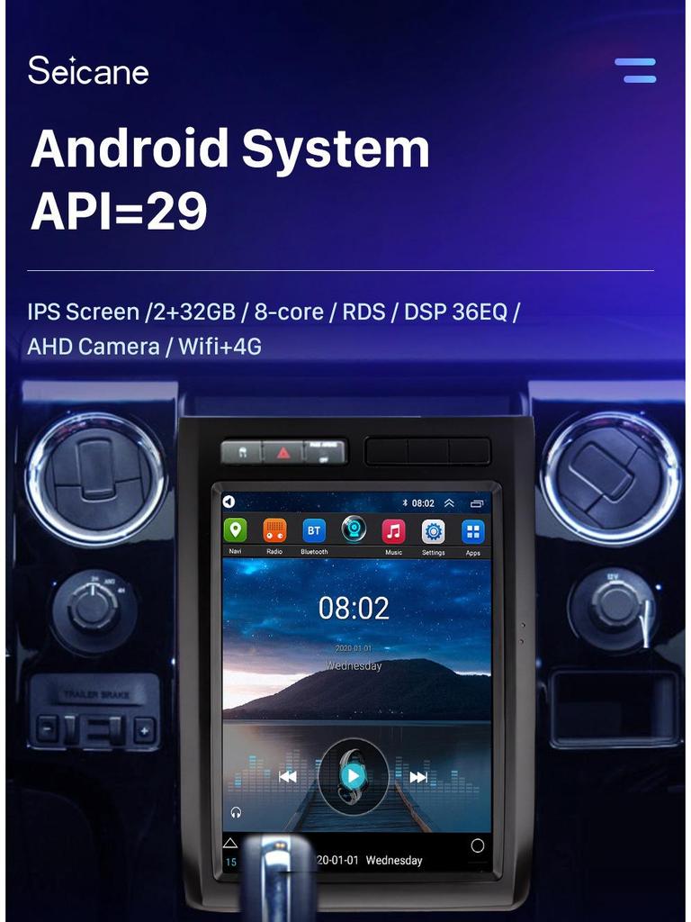 Compatible with 2008-2012 Ford Mustang/F150: Android GPS, WiFi, Bluetooth, CarPlay Navigation System.