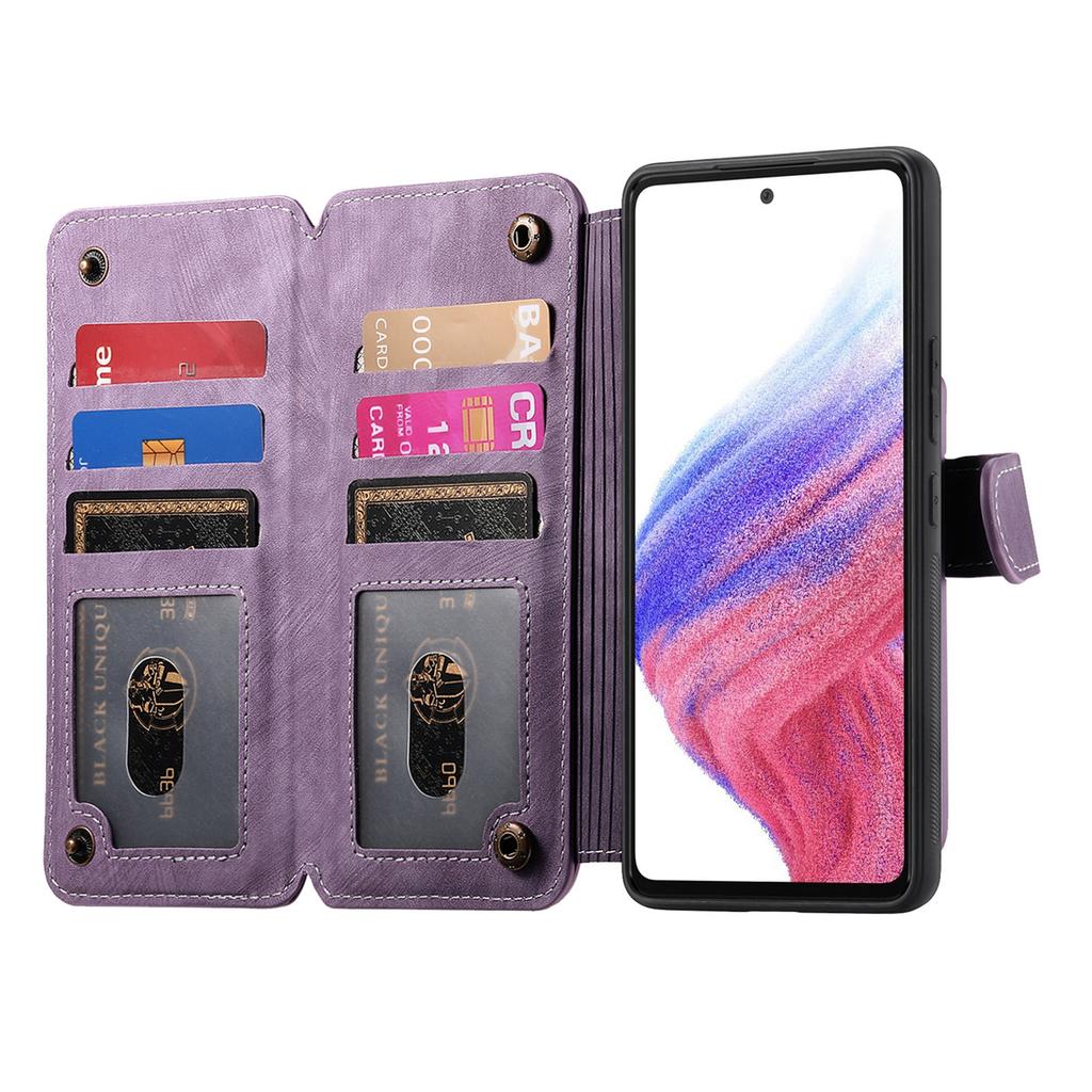 Für Xiaomi Poco X7 Pro 5G/Xiaomi Redmi Turbo 4 5G Leder Handy-Rückseite mit RFID-Blockierung Reißverschluss-Geldbörse Ständer