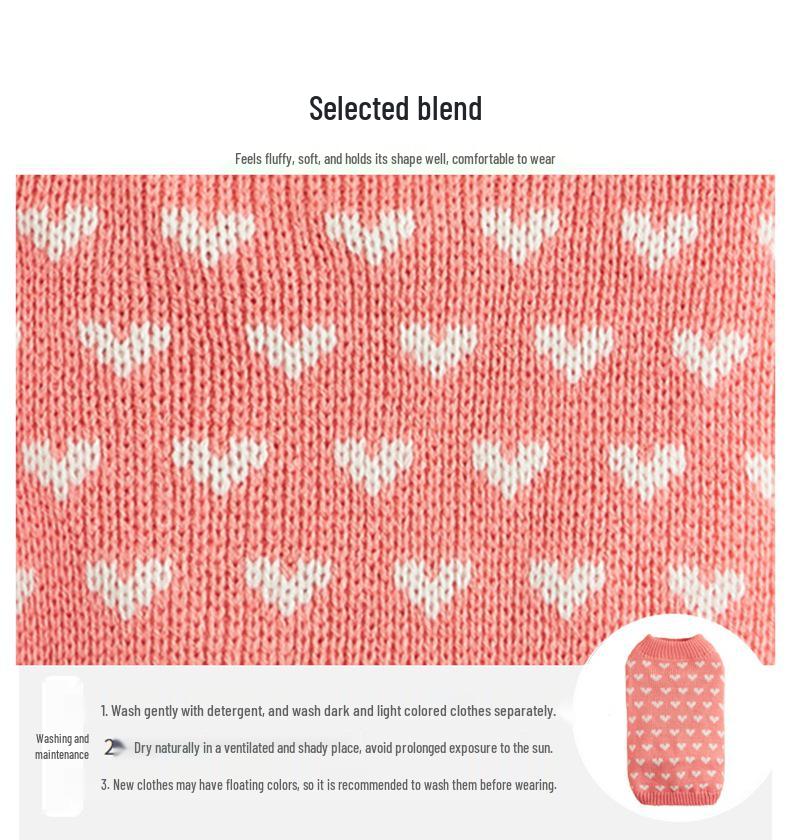 Pet Peach Heart Slim Fit Dog Sweater, Round Neck