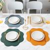 Blumenförmige Leder-Tischsets Hitzebeständig Waschbar Platzsets Wasserdicht Rutschfest Küchen-Tischgeschirr-Pad Weihnachtsdekoration