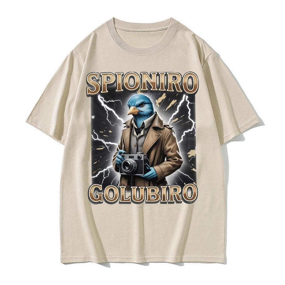Funny Italian Brainrot Spioniro Golubiro Meme T-shirts for Men Women Summer Tops Comfort T-shirt High Quality T Shirt Streetwear