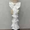 Classical Wedding Sash Bows Waist Decoration Large Bows Towing Multilayer Sheer Veil For Wedding Bride Waist Styling