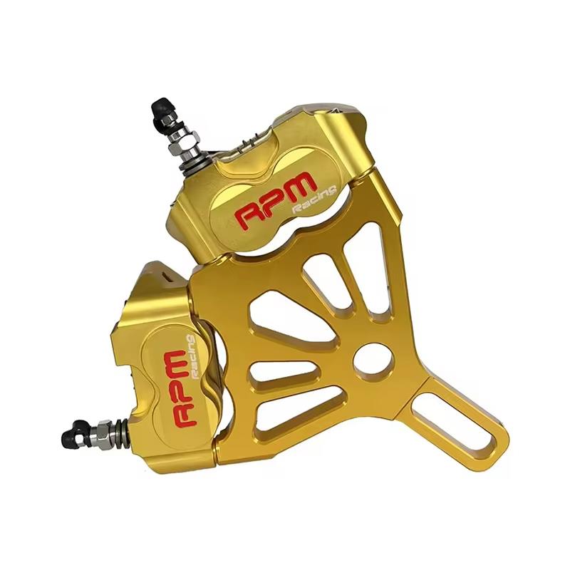 220mm Motorcycle Rear Brake Caliper Disc rotor Kit 4 Piston CNC Brake Caliper for Scooter Rear Flat Fork Brake System Upgrade