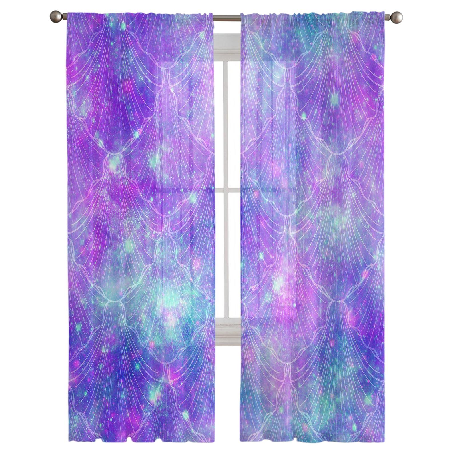 Роскошные прозрачные шторы Ракушка русалки Галактика Мечта Кухня Спальня Гостиная Тюлевые — фото 3