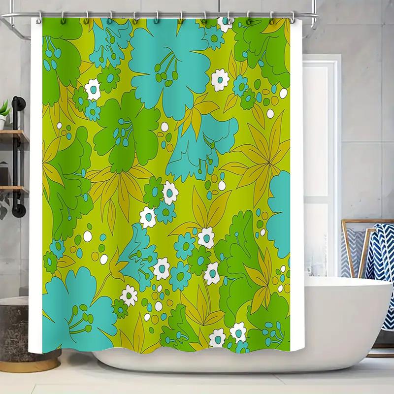 

Floral Shower Curtain Botanical Nature Green Plants Bathroom Decor Waterproof Fabric Vintage Farmhouse Aesthetic Home Decor W60H190(CM)-1 Pcs
