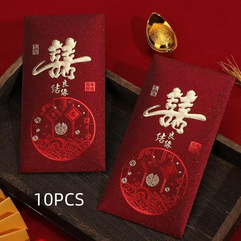 

10 шт./упак. Китайский Красный Конверт Змея Новый Год Праздник Весны Матовый Горячее Золото Красный Конверт для Денег Красный Конверт Подарочный Конверт