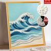 Kit de Pintura de Perlas sin Marco DIY Diseño de Ola del Océano Lienzo de Perlas Brillantes 3D Manualidad Creativa Relajante para Amantes del Arte