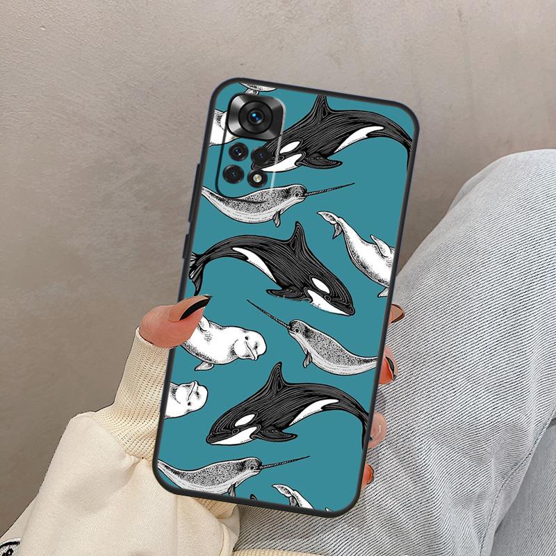 Blue Ocean Whales Pattern For Xiaomi Redmi Note 14 9 10 11 12 13 15 Pro Plus Case Cover For Redmi 15C 14C 12C 10C 13C