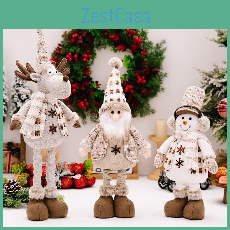 Delightful European Stretchable Doll Decoration With Snowman Reindeer And Elderly Design For Holiday Cheer