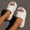 Women's Platform Slippers Summer Thick-Soled Solid Color Soft-Soled Sandals Round Toe Comfortable Casual Outfits With Soft Sole For Daily Errands