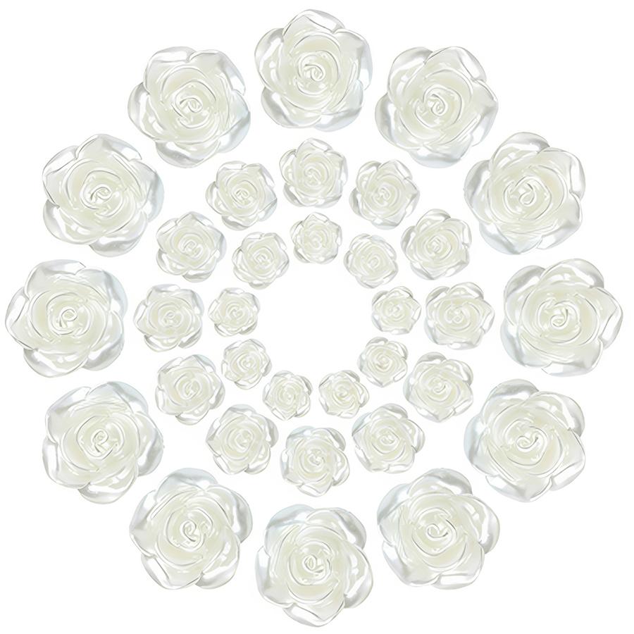 50PCS 14-18mm White Rose Pearl Buttons Pre-Drilled Hole Simple Elegant Versatile Decor Accessories DIY Clothing Craft Projects