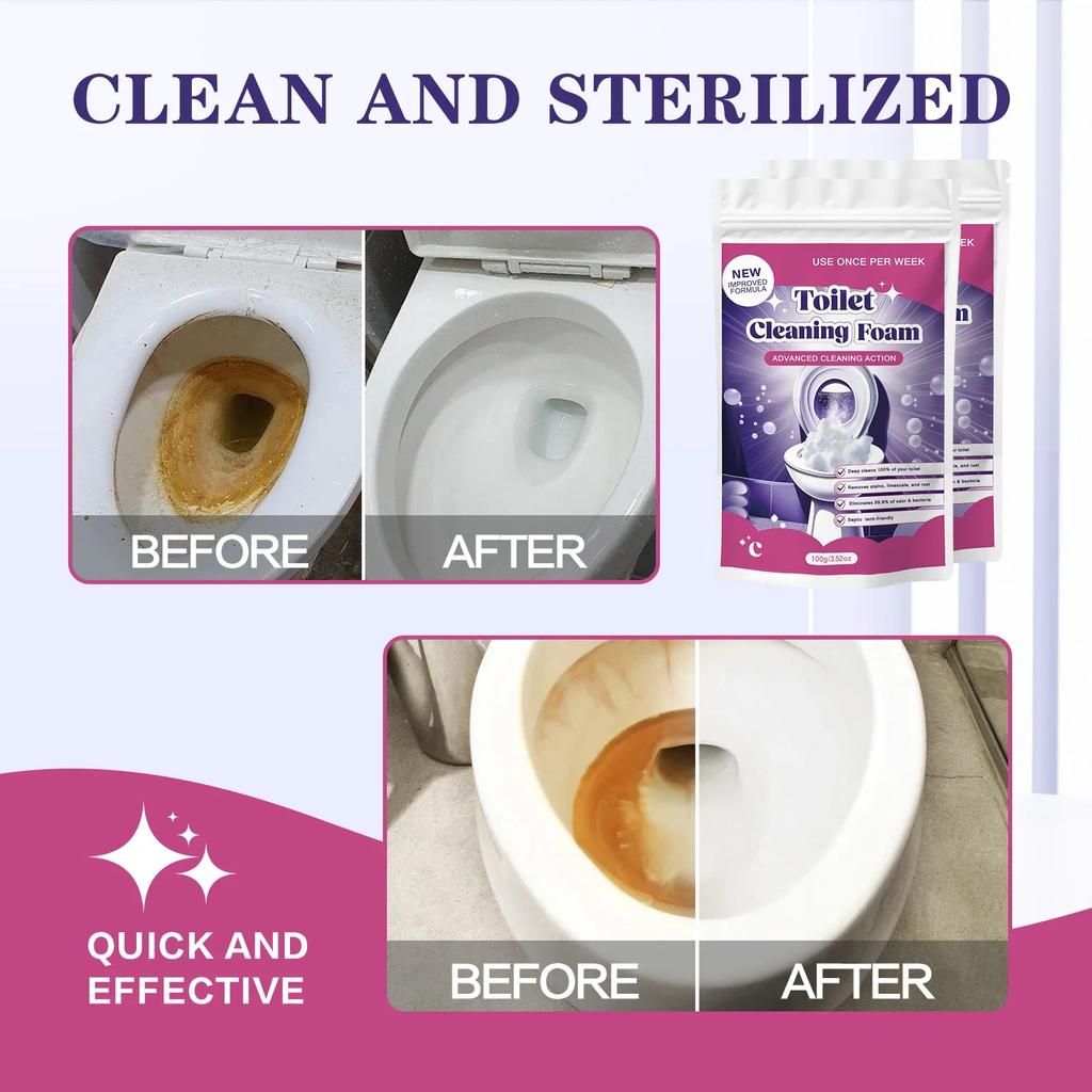 Lemon Scented Toilet Cleaner Foam 100g - Advanced Formula Removes Stains, Scale & Rust with Weekly Use, Powerful Clean.