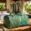 Gesteppte Reisehandtasche Voller Pfauenaufdruck Urlaubs-Campingtasche Bohème 3D-Mehrfarben-Freizeit-Reise-Fitness-Tasche mit lebendiger Pfauenfeder-Grafik