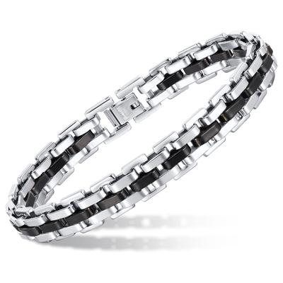 Stylish Strap Chain Boys Men Bracelets Stainless Steel Links Wristband, Father's Day Dad for Birthday Christmas Gift Jewelry