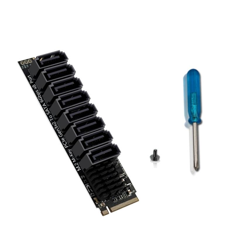 M.2 NVME PCIE to SATA3.0 6Gbps 6 Port Expansion Card Hard Drive Extended PCIE Adapter Card For Monitoring
