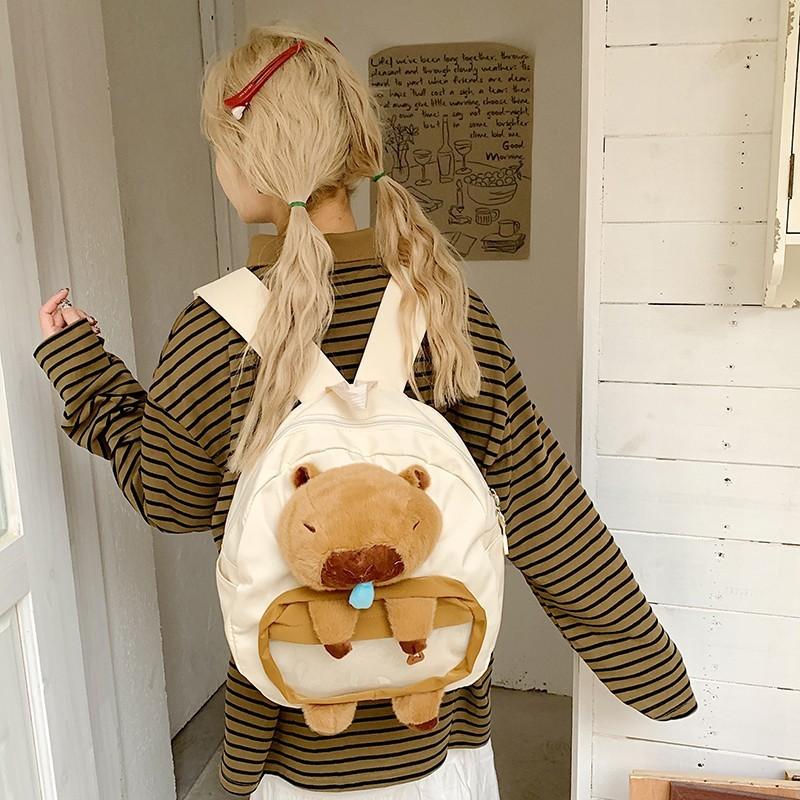 Capybara Snot Plush Backpack With Adjustable Shoulder Straps And Capacity Large