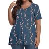 Womens Plus Size Tops Shorts Sleeve Shirts V Neck Casual Clothing Clothes Printed Tops