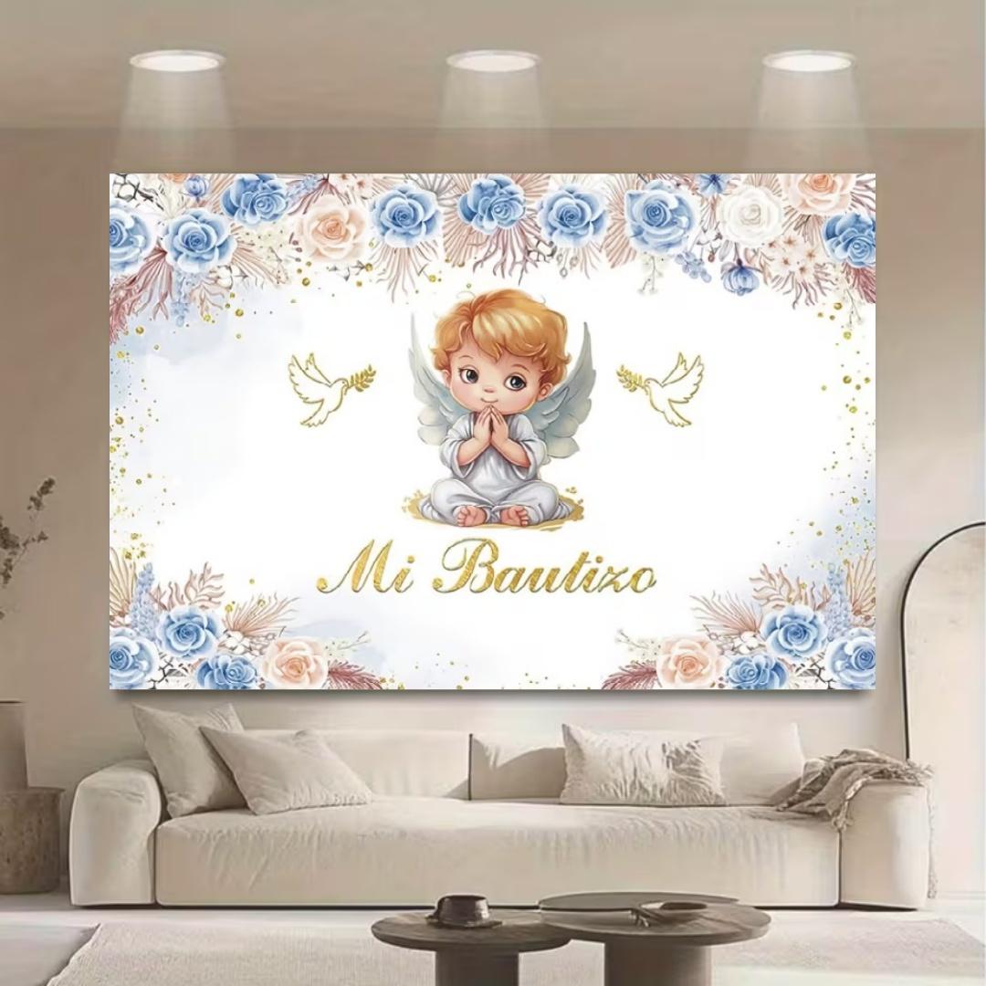 Girls Boys Holy Communion Backdrop My First Communion Banner My Baptism Cross Dove Photography Background Baby Shower Supplies 120X90CM