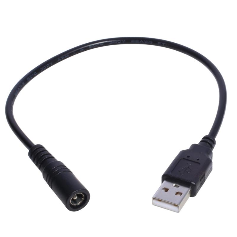 USB to DC5V Power Cable Cord, USB Male to 5.5x2.1mm Female DC5V Power Supply Plug Barrel Connector Charge Line