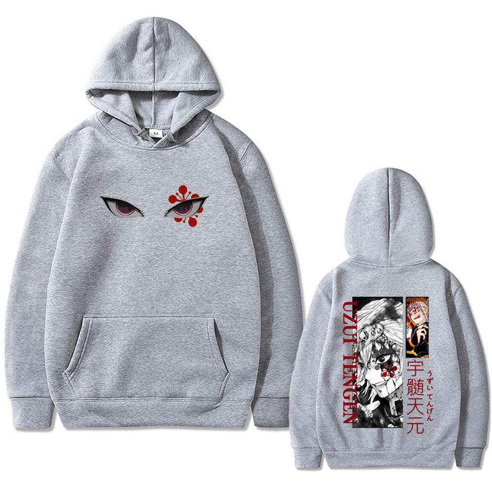 Anime Demon Slayer Uzui Tengen Eyes Graphic Print Hoodie Men Women Casual Oversized Pullover Male Vintage Fleece Hoodies