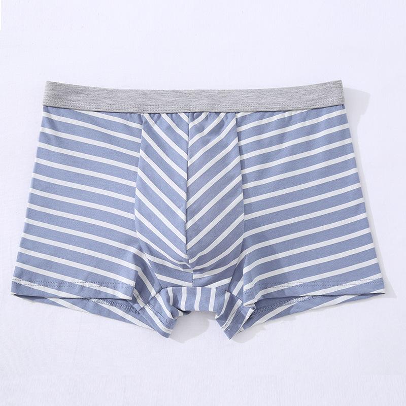 Baumwoll Herren Unterwäsche Mittlere Taille Übergröße Gestreift Bedruckt Nahtlos Vier-Ecken Unterwäsche