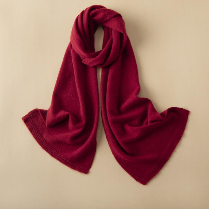 Women's 100% Pure Cashmere Scarf - Autumn/Winter Solid Color, Fashionable & Versatile Knit Shawl