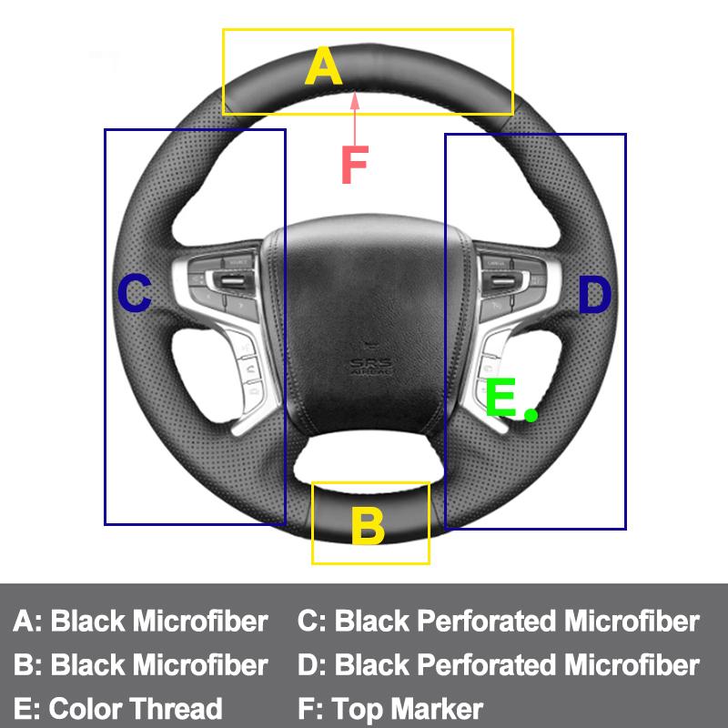 Hand Stitching Car Steering Wheel Cover Wrap for Mitsubishi L200 Outlander PHEV Shogun Sport Pajero Triton 2015-2026