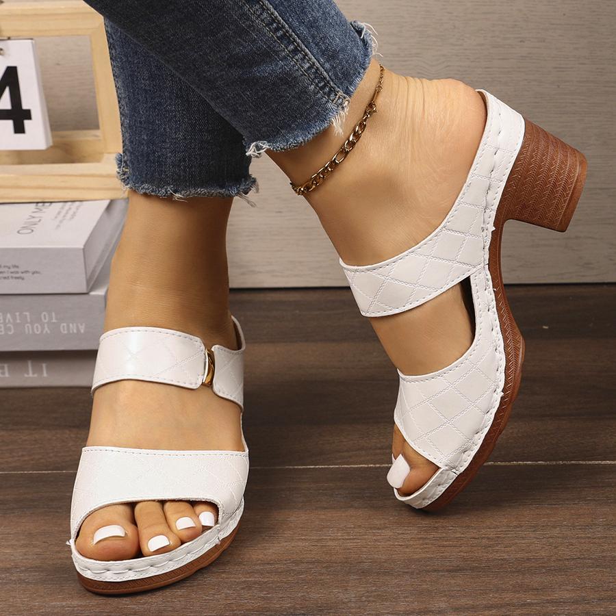 Casual Slingback Slides Shoes Women Summer Lightweight Hollow Sandals High Heels Dress Chunky Open Toe Slippers Female