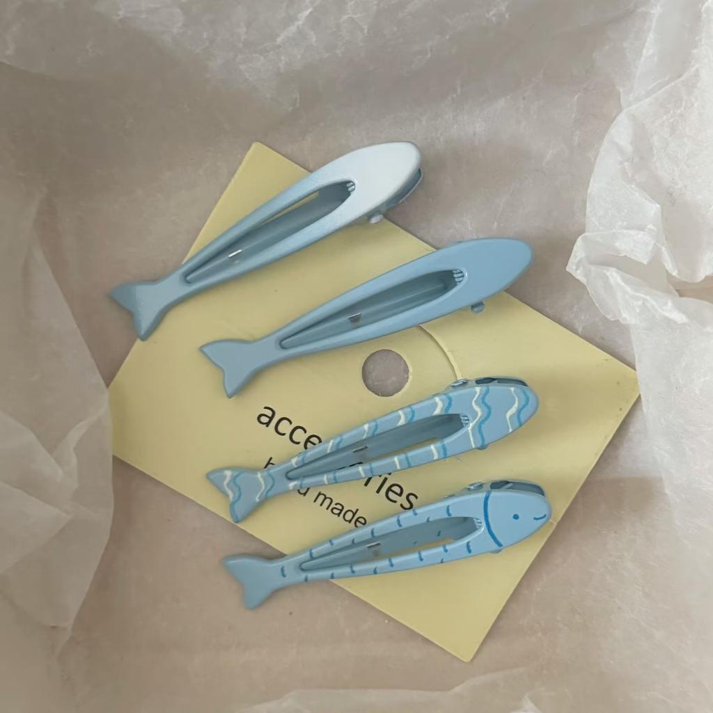 Blue Gradual Change Small Fish Metal Hairpin Simple Versatile Girl Side Duck Bill Clip Hairpin Hair Accessories Wholesale Clip