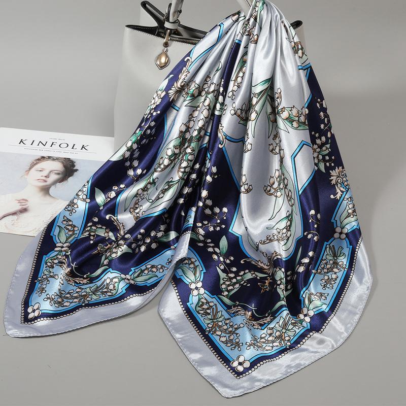90 Square Scarves, Silk Scarves, Women's New Spring and Summer High-end Sense Versatile, Thin Scarves, Shawls Outside