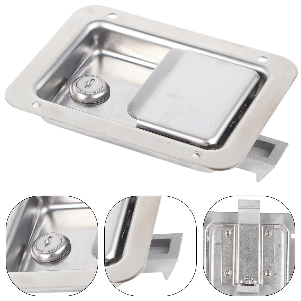 Flush Mount Paddle Door Latch Weatherproof 304 Stainless Steel Toolbox Lock with 2 Keys for RVs Trailers