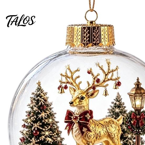 Seasonal Home Decor Christmas Story Ornament, Acrylic Hanging Angel Santa Claus Candy House Designs, Ball Shape Festive Decoration for Tree