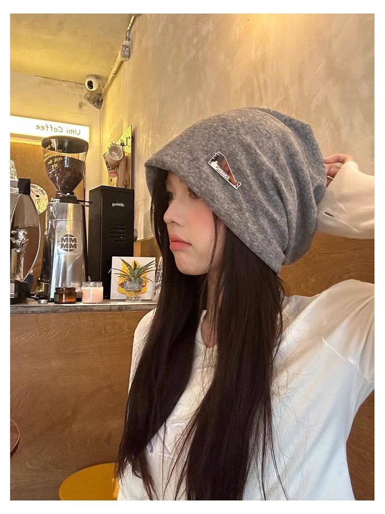 Korean-Style Oversized Pullover Hat for Women - Fashionable Autumn/Winter Design with Face Framing