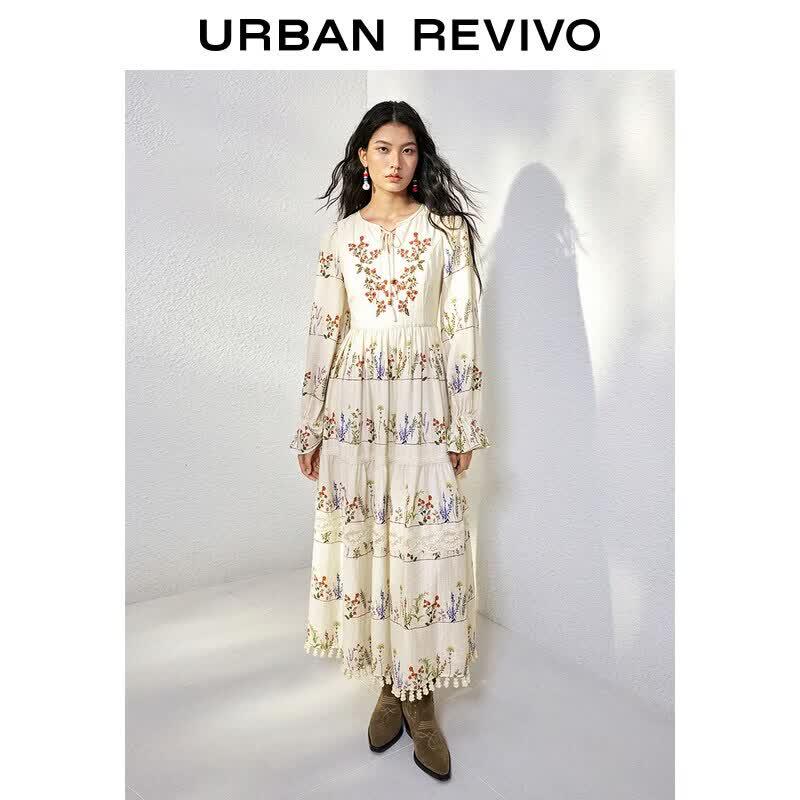 UR Women s Floral Tassel Patchwork Resort Dress M