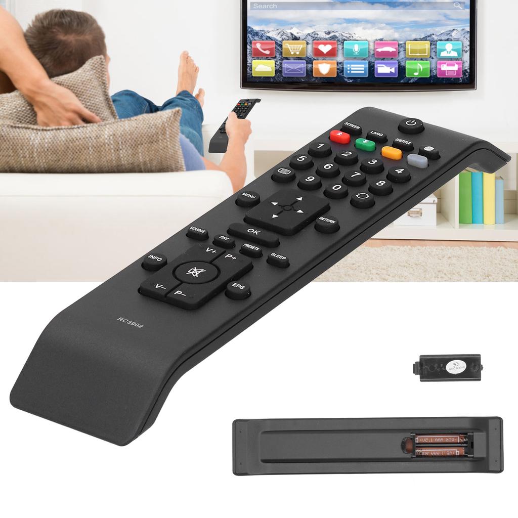 RC3902 Universal Big Button TV Remote Control Replacement ABS Black Durable Controller